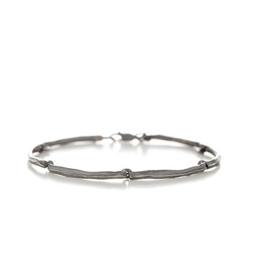 linked bracelet with grain in oxidized silver