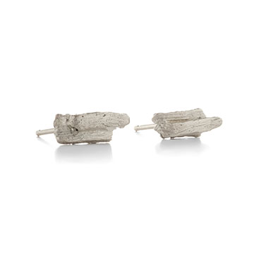 earrings in silver with wood structure - Wim Meeussen Antwerp