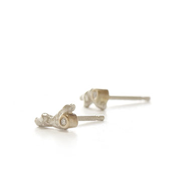 Twig earrings with natural diamonds - Wim Meeussen Antwerp