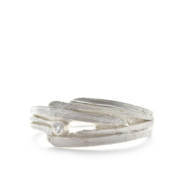 wrapped ring in silver with diamond - Wim Meeussen Antwerp