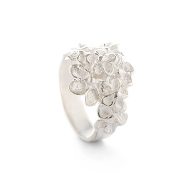 bouquet of flowers ring in silver