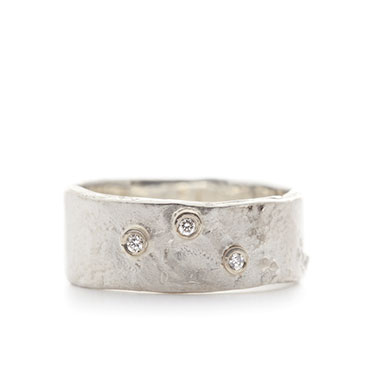 Silver ring with diamonds