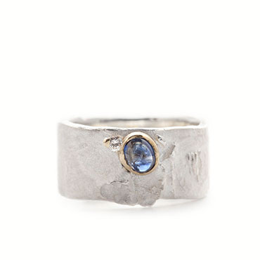 Ring in silver with diamond and sapphire - Wim Meeussen Antwerp