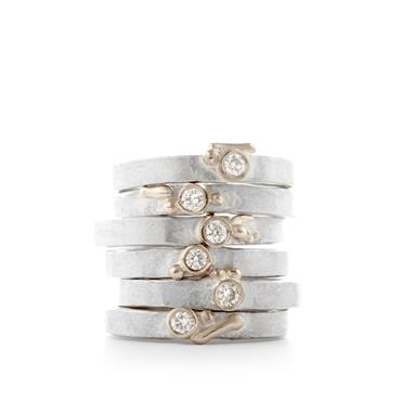 Fijne ringen in zilver met diamant - Wim Meeussen Antwerpen