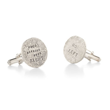 Cufflinks in silver with text