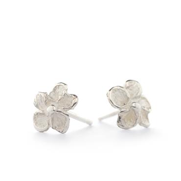 Silver earrings with flower - Wim Meeussen Antwerp