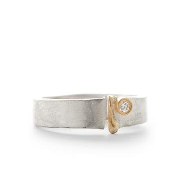 Ring in silver with detail in yellow gold - Wim Meeussen Antwerp