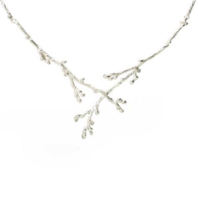 Unique necklace with sprigs and diamonds