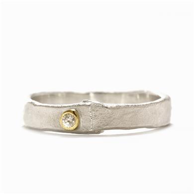 Ring with overlay and diamond - Wim Meeussen Antwerp