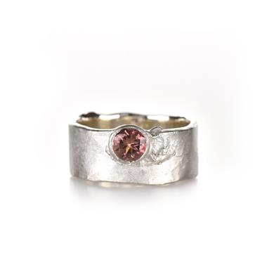 Wide silver ring with tourmaline