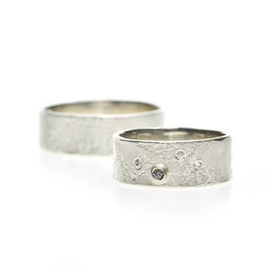 Wide robust wedding band in silver