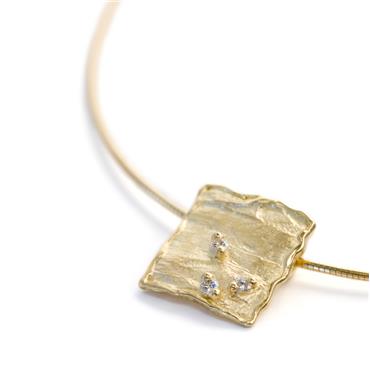Square pendant on necklace