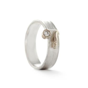 Ring in silver with white gold - Wim Meeussen Antwerp
