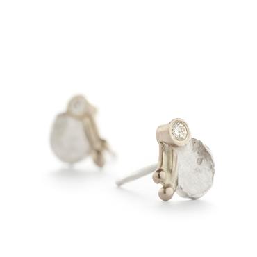 Earrings in silver with white gold - Wim Meeussen Antwerp