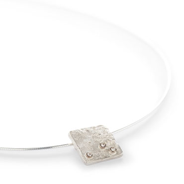 RECTANGULAR PENDANT IN ROUGH SILVER - Wim Meeussen Antwerp