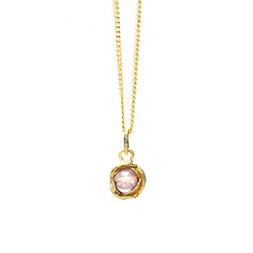 pendant in yellow gold with tourmaline in rose
