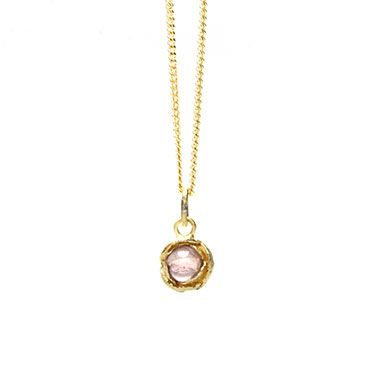 pendant in yellow gold with tourmaline in rose - Wim Meeussen Antwerp