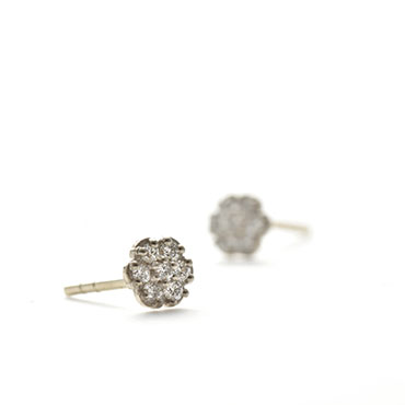 Boucles d'oreilles en forme de fleur avec diamants - Wim Meeussen Anvers
