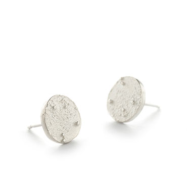 big round disc ear studs in silver