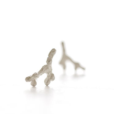 ear studs in the shape of a twig in silver