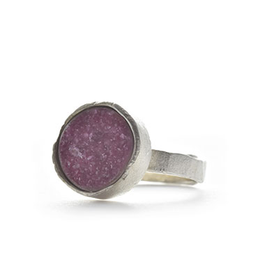 Ring in silver with cobalt calcite agate - Wim Meeussen Antwerp