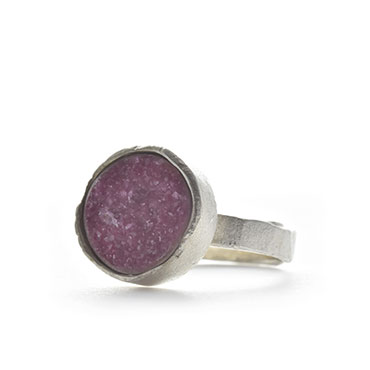 Bague en argent avec agate calcite cobalt - Wim Meeussen Anvers