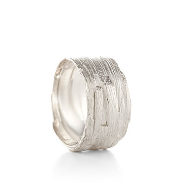 Bague large en argent avec structure de bois - Wim Meeussen Anvers