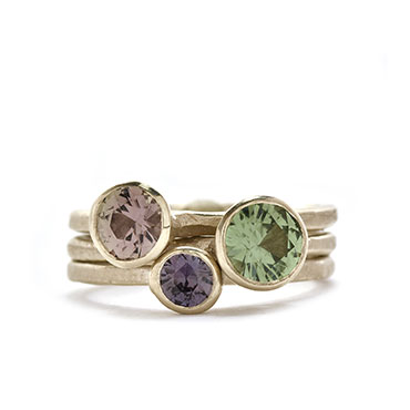 Stackable rings with colored stones