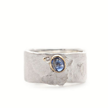 Bague en argent avec diamant et saphir - Wim Meeussen Anvers