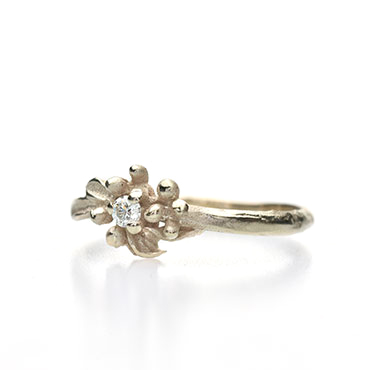ring with fine natural details and diamond - Wim Meeussen Antwerp
