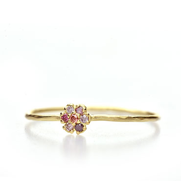 Bague fine avec diamants de couleur serti fleur - Wim Meeussen Anvers