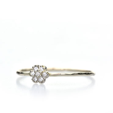 bague fine avec diamants de serti fleur - Wim Meeussen Anvers