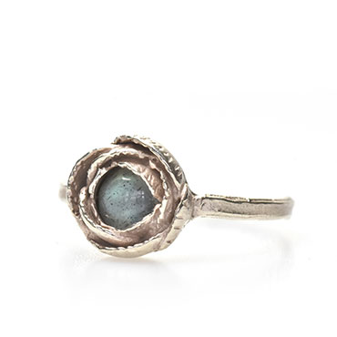 rose sur bague de l'or avec labradorite - Wim Meeussen Anvers