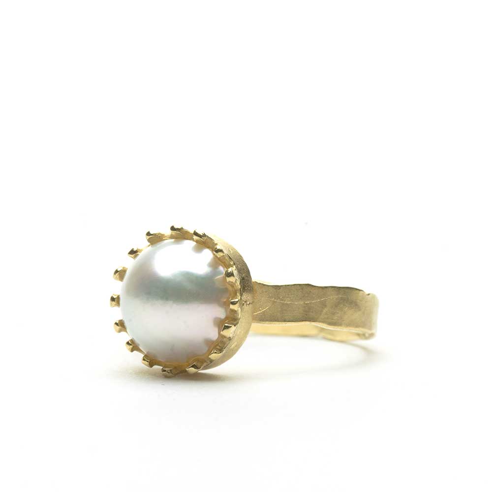 Valero Pearls Dames Ring in 925/- Sterlingzilver met zoetwater gekweekte Parel 8-9 mm witte knopvormige Zirkonia zilveren Ring Dames Ring : Valero Pearls