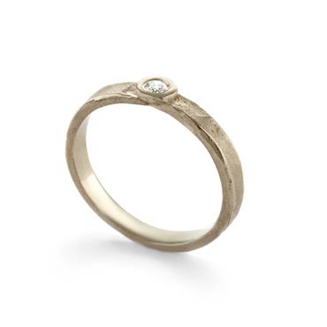 Fine engagement ring with diamond in gold - Wim Meeussen Antwerp