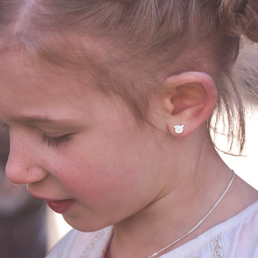 Children earrings in silver - Bear - Wim Meeussen Antwerp