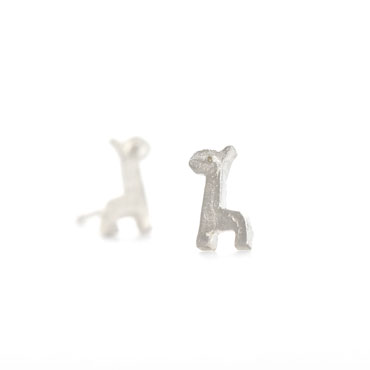 Children earrings in silver - Giraffe - Wim Meeussen Antwerp