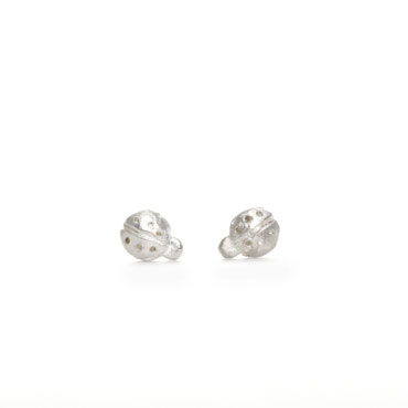 Children earrings in silver - Ladybug - Wim Meeussen Antwerp