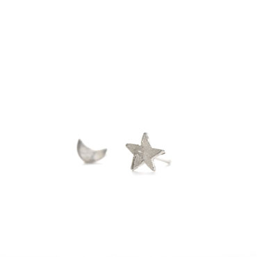 Children earrings silver - Moon & Star - Wim Meeussen Antwerp