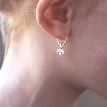 Boucles d'oreilles enfant argent - Cheval