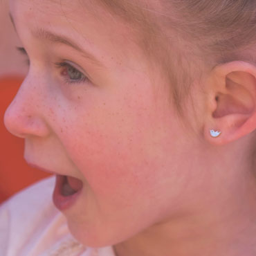 Boucles d'oreilles enfant argent - Oiseau - Wim Meeussen Anvers