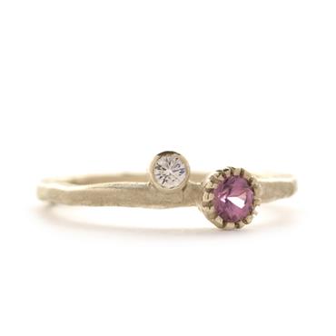 Ring with pink tourmaline and diamond