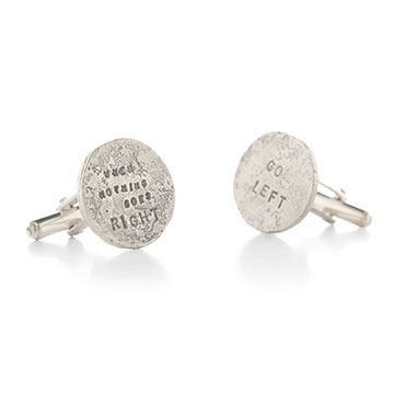 Cufflinks in silver with text - Wim Meeussen Antwerp