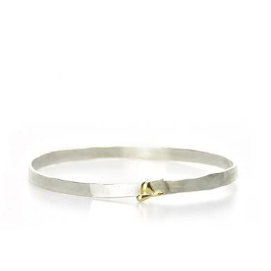 Unique solid bracelet with yellow gold detail
