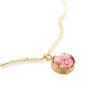 Hanger in geel goud met roze agaat