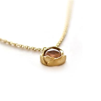 Hanger in geel goud met toermalijn in roosje