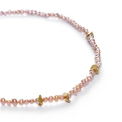 Perles roses et or jaune