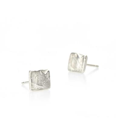 Square silver earrings