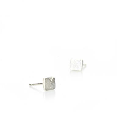 Small square silver earrings