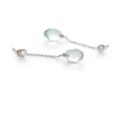 Oorbellen met diamant en prasioliet